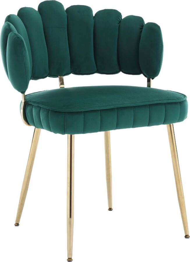 Merax Luxe Eetkamerstoelen Set van 2 Velvet Fauteuil Gestoffeerde Stoel Groen met Goud