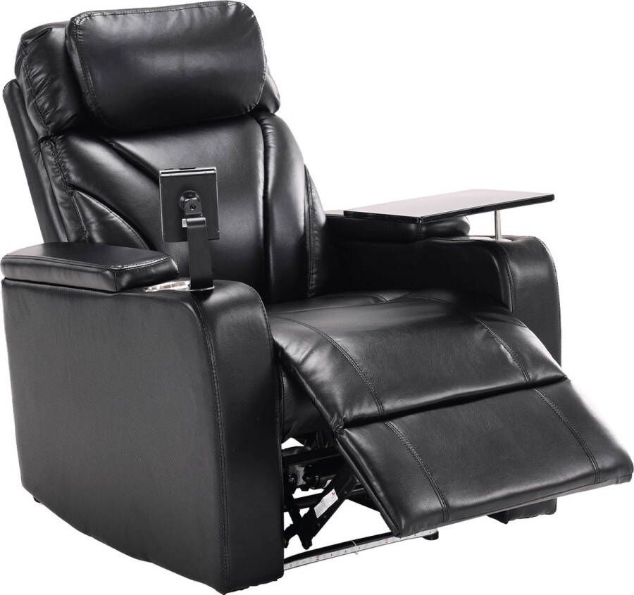 Merax Luxe Elektrische Fauteuil Elektrisch Relaxstoel Bioscoopstoel met Functies Zwart Leer