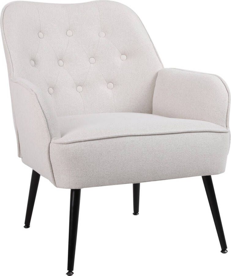 Merax Luxe Gestoffeerde Fauteuil Comfortabele Stoel Wit