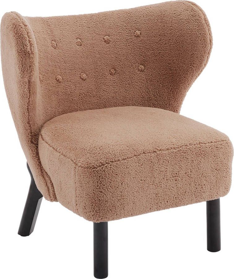 Merax Luxe Teddy Fauteuil Fluwelen Stoel met Teddystof Loungestoel Bruin