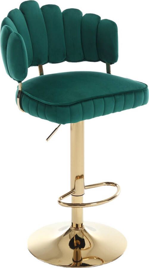 Merax Luxe Velvet Barkrukken Set van 2 Verstelbaar Barkruk met Voetensteun Groen met Goud