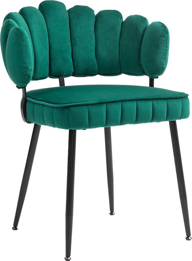Merax 2-delige Set Eetkamerstoelen met Unieke Ronde Rugleuning Luxe Fluwelen set van 2 Stoelen voor Eetkamer Woonkamer en Slaapkamer Smaragdgroen