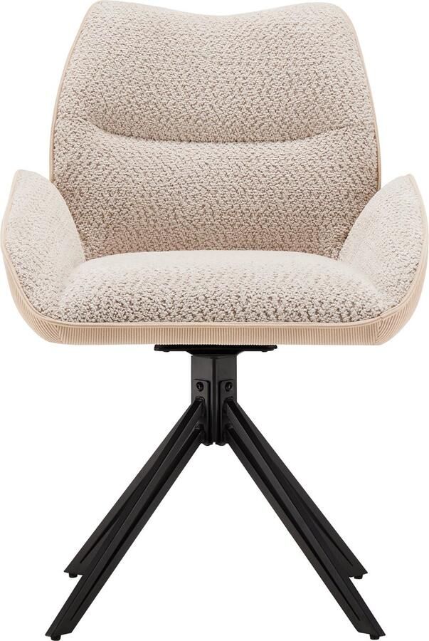 Merax Eetkamerstoelen Set van 2 360° Draaibaar Beige Sherpa Stoelen Comfortabele Loungestoelen - Foto 2