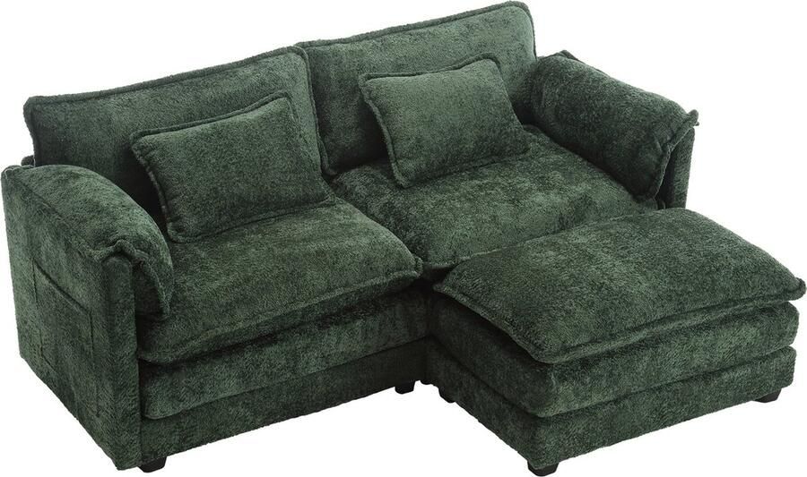 Merax 2-Zits Bank in Chenille Stof – Smaragdgroene Bank met Opbergruimte – Comfortabele Zitbank voor Woonkamer