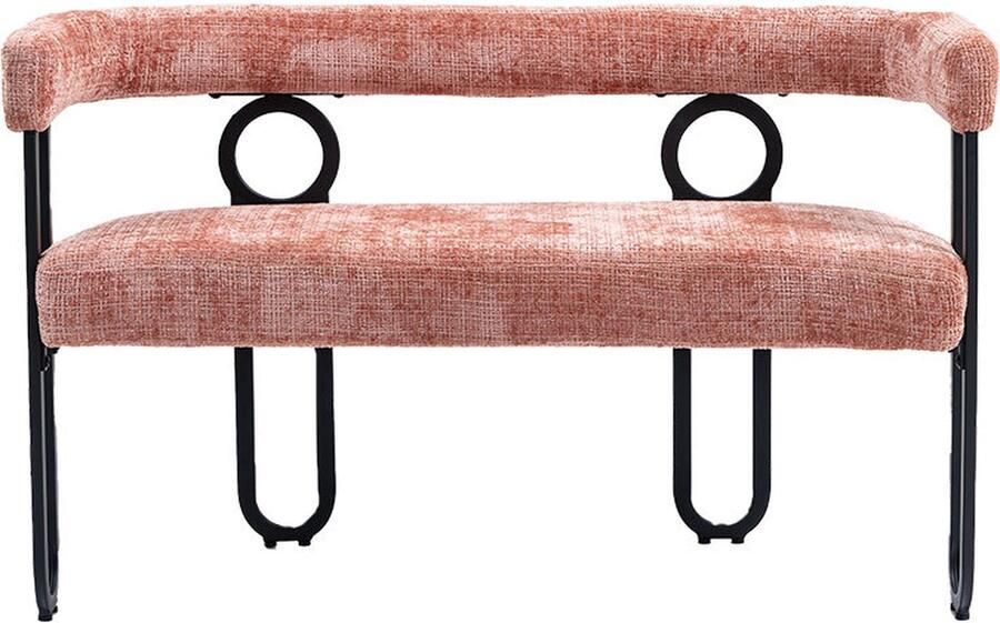 Merax 2-Zits Design Bank – Roze Chenille met Zwart – Loveseat – Moderne Woonkamerbank - Foto 2