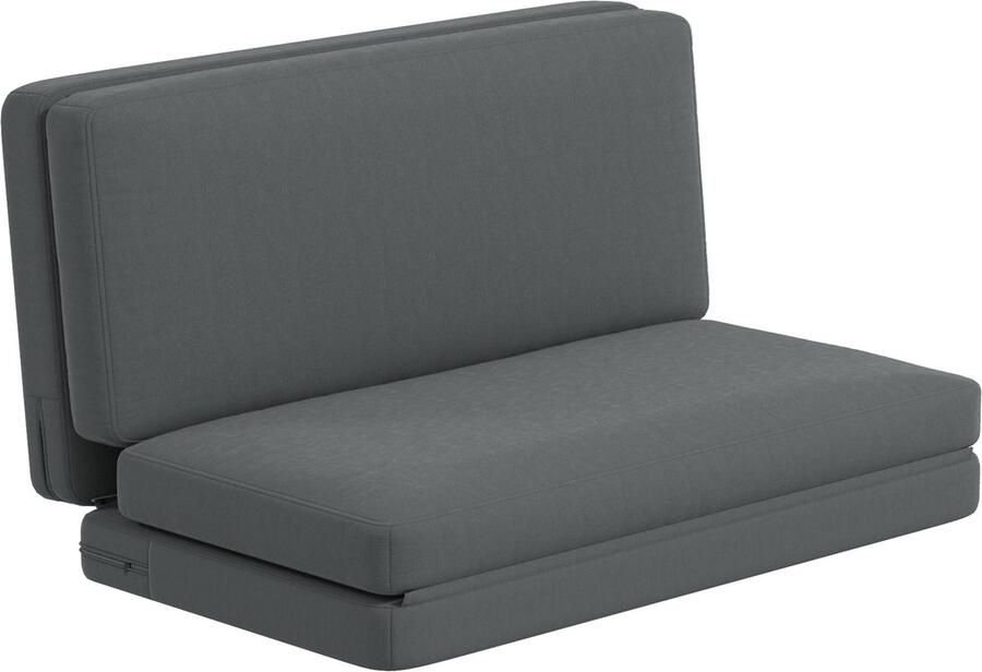 Merax 3-in-1 Uitklapbare Grondstoel – Donkergrijs Fluweel – Slaapbank 270 cm – Logeerbed Zonder Montage