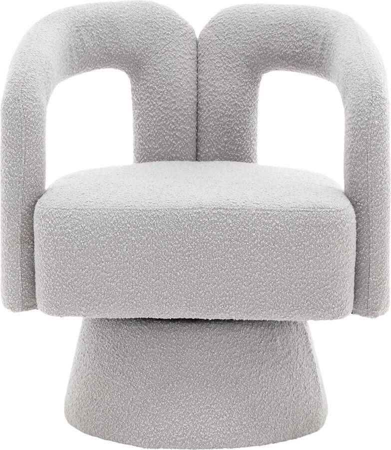 Merax 360° Draaibare Fauteuil van Bouclé – Comfortabele Accentstoel met Brede Zitting voor Woonkamer Slaapkamer en Kantoor