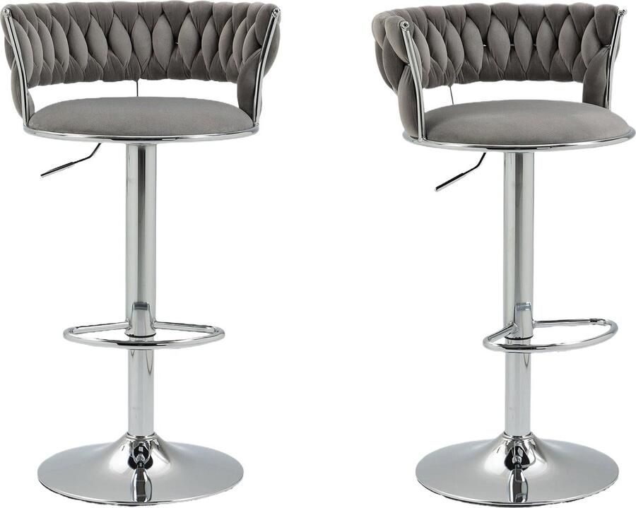 Merax 360 Grad drehbare Barhocker 2 Stück Set höhenverstellbare Stühle mit Fußstütze für Küche Esszimmer Insel Bar Weinkeller Büro Wohnzimmer Silber Modern Style High-End Style