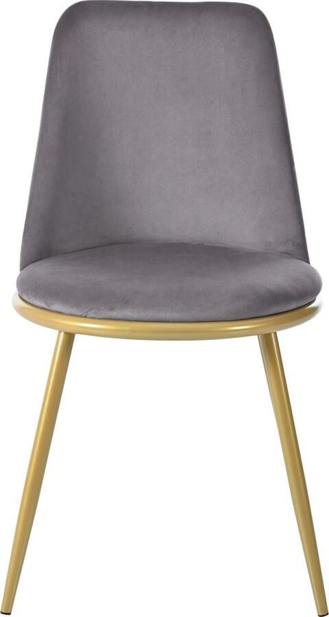 Merax Esszimmerstoelen (2 Stuks) – Luxe Metalen Keukenstoelen met Ronde Rugleuning in Grijs Velours