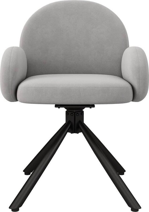 Merax set van 4 draaibare eetkamerstoelen Ergonomisch design met armleuningen Moderne fluwelen stoelen Grijs