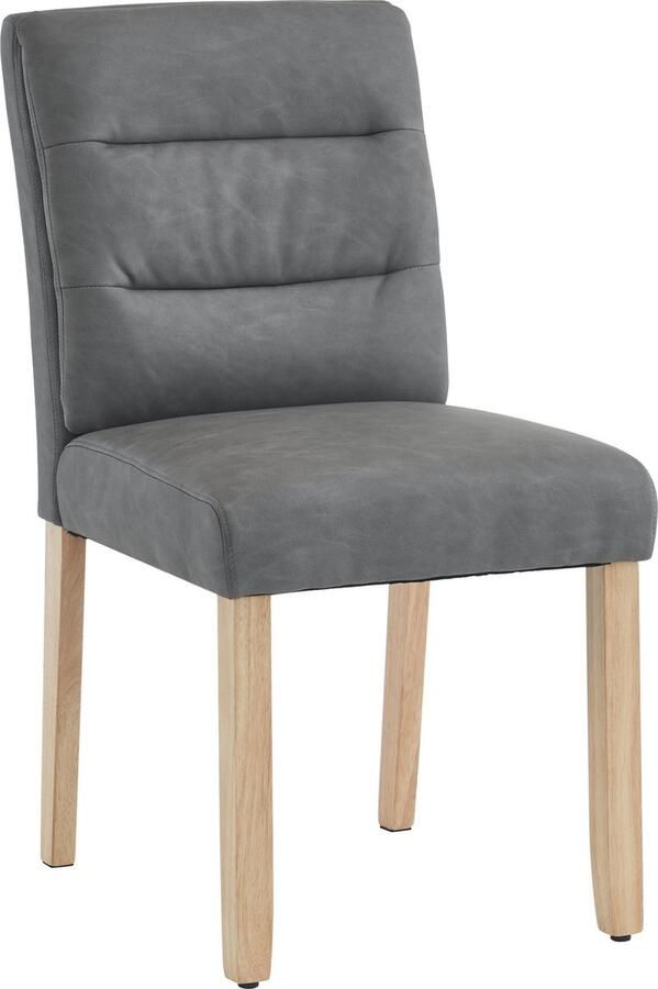 Merax 6 delige Eetkamerstoelen Set Moderne Minimalistische Stoelen met Eiken Houten Rugleuning Comfortabele PU Bekleding in Grijs