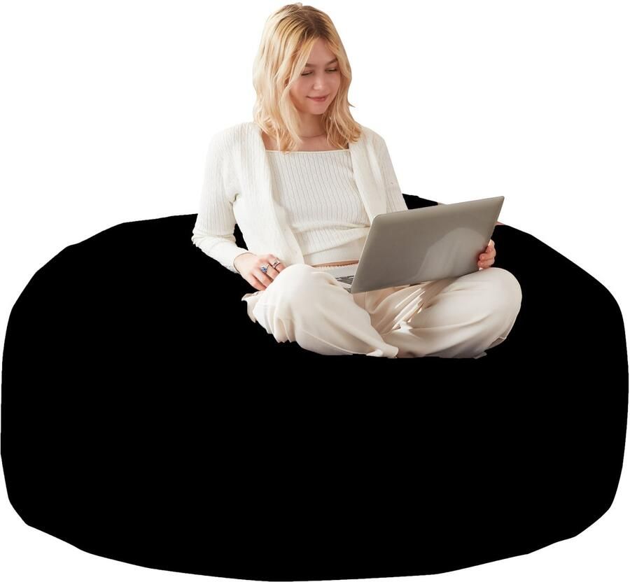 Merax 6FT Zitzak Zitzakstoel Sofa voor Volwassenen Zachte en Comfortabele Leesstoel Geschikt voor Slaapkamer Balkon Andere Ruimtes Zwart