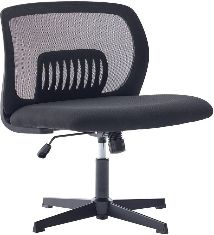 Merax Armloze Bureaustoel Ergonomische Draaistoel met Brede Zitting Wipfunctie Hoogte Verstelbaar 360° Draaiing Zwart