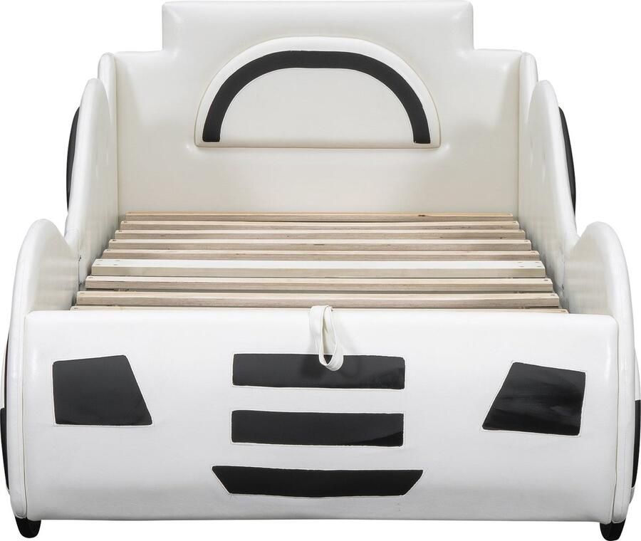 Merax Kinderbed Autodesign 90x200 cm met Lattenbodem en Opbergruimte – Wit