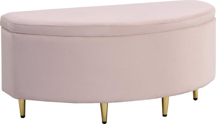 Merax Polsterbank mit Stauraum Polsterbank mit Samt-Aufbewahrungsbox Fußhocker mit Metallbeinen geeignet für Flur Wohnzimmer Schlafzimmer 90 x 40 x 42 cm Rosa - Foto 2