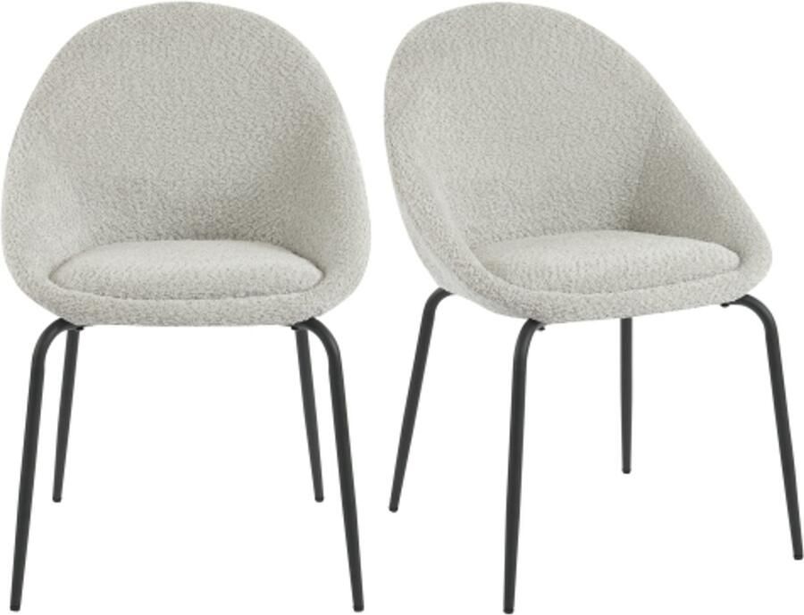 Merax 2-delige moderne bouclé stoelen set in grijs – met metalen frame en verstelbare voetdoppen ideaal voor thuisgebruik