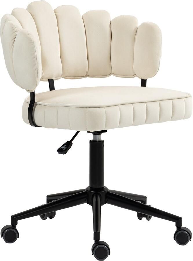 Merax Bureaustoel Draaibare Velvet Stoel met Verstelbare Hoogte Ergonomisch Design Beige