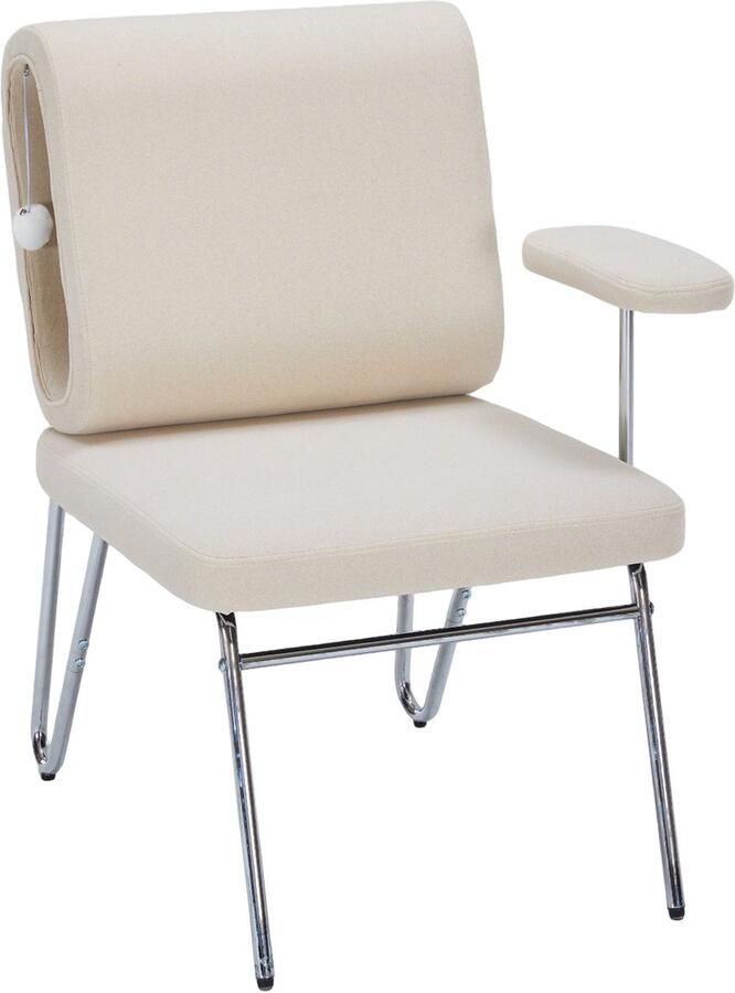 Merax Bureaustoel met Geïntegreerd Kattenbed – Huisdiervriendelijke Ergonomische Stoel met Krabvast Materiaal Brede Zitting en Verwisselbare Armleuningen – Beige