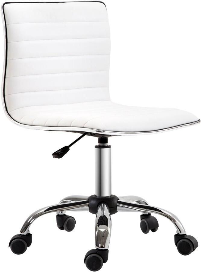 Merax Bureaustoel Zonder Armleuningen Wit Verstelbaar Kunstleer Met Rugleuning Draaiend Tot 120kg