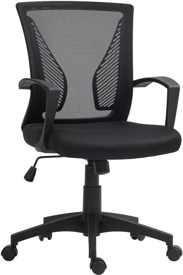 Merax Bureaustoel Zwart Ergonomisch met Kippfunctie Netstof Verstelbaar tot 120 kg voor Kantoor en Thuiswerk