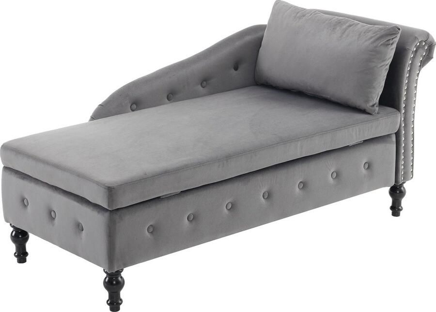 Merax Chaiselongue Bank Loungebank met Opbergruimte Elegante Afwerking Grijs
