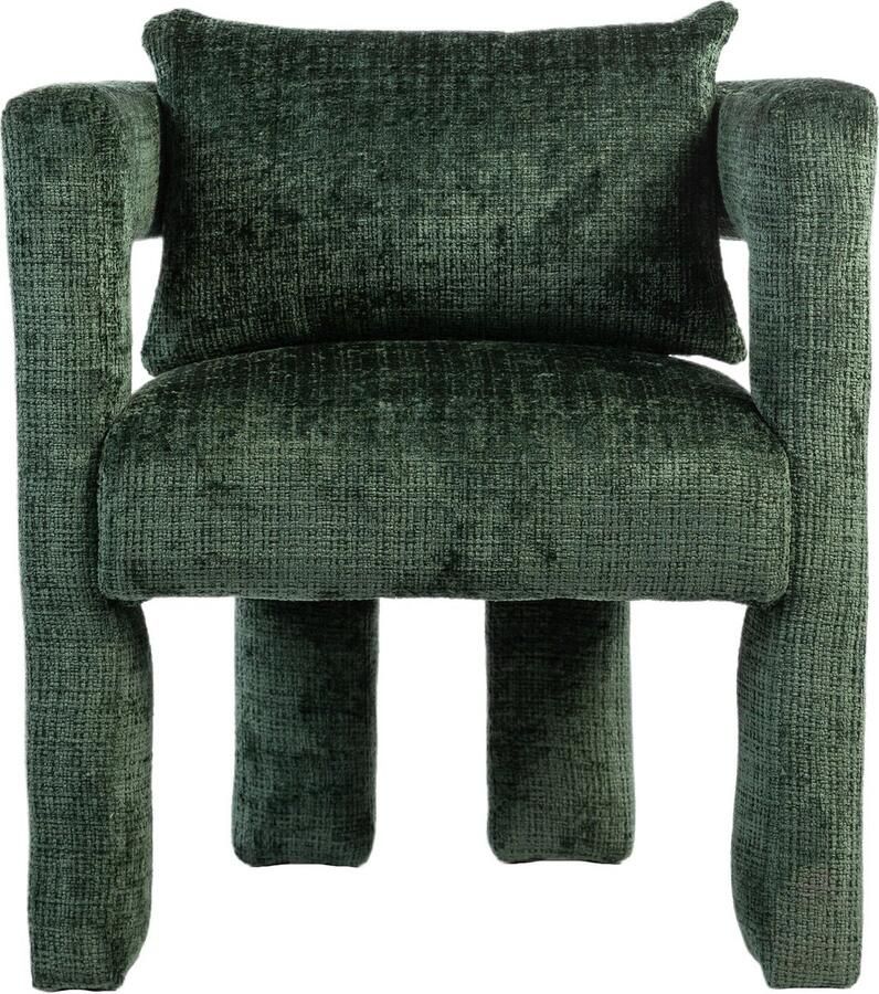 Merax Chenille Loungestoel Uniek Design met Holle Armleuning Comfortabel Kussen Geschikt voor Woonkamer Eetkamer Slaapkamer en Kantoor Donker Hemelsgrijs