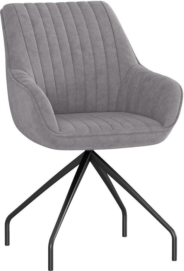 Merax Draaibare Loungestoel Donkergrijs – Fluwelen Fauteuil met Armleuningen – 360 Graden Draaistoel met Metalen Poten – Voor Woonkamer of Slaapkamer – 61x62x81 cm