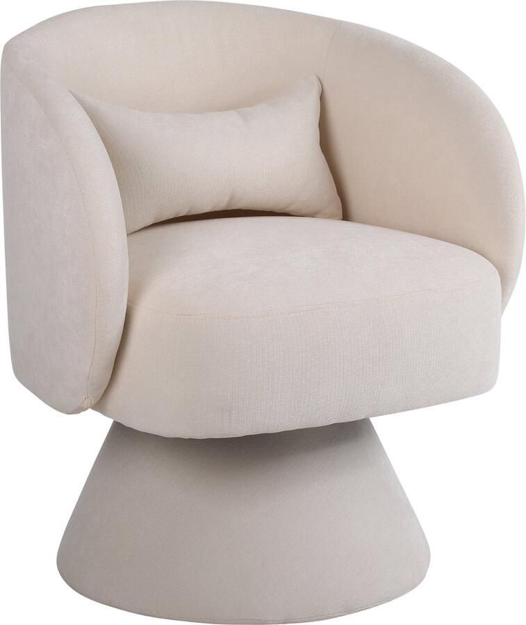 Merax Draaibare Luxe Stoelen Set van 2 Moderne Stijl Design Fauteuil Polyblend Gestoffeerd Beige