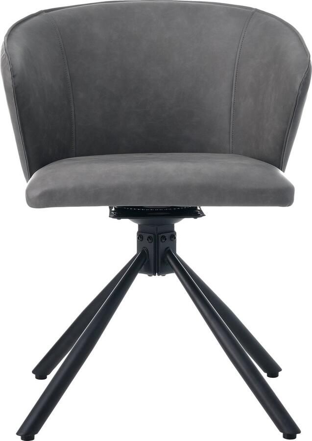 Merax Draaibare PU Eetkamerstoelen Set van 4 – Modern & Eenvoudig Design – Grijs - Foto 2