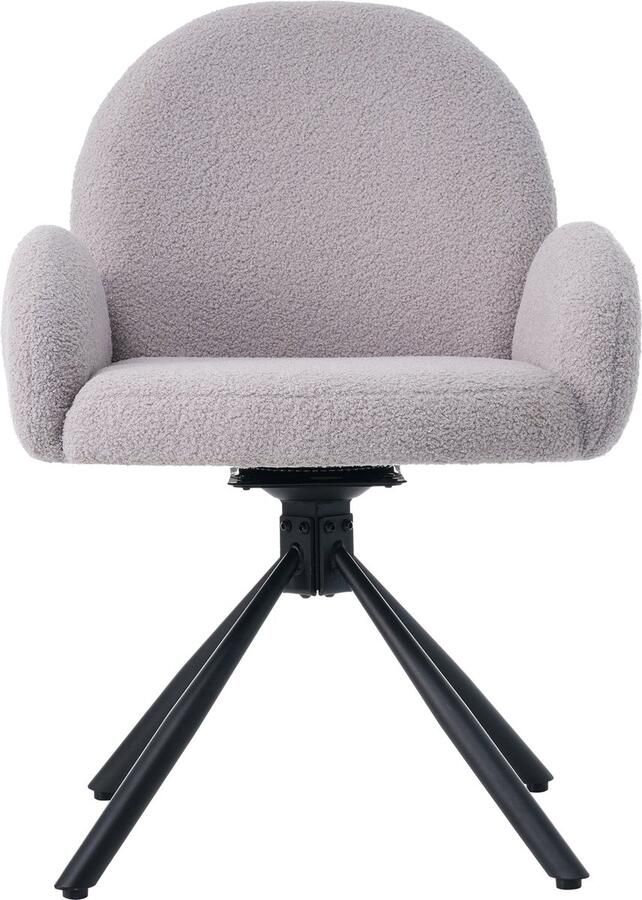 Merax set van 2 draaibare fauteuils Modern design met armleuningen en comfortabele sherpa bekleding Grijs - Foto 2