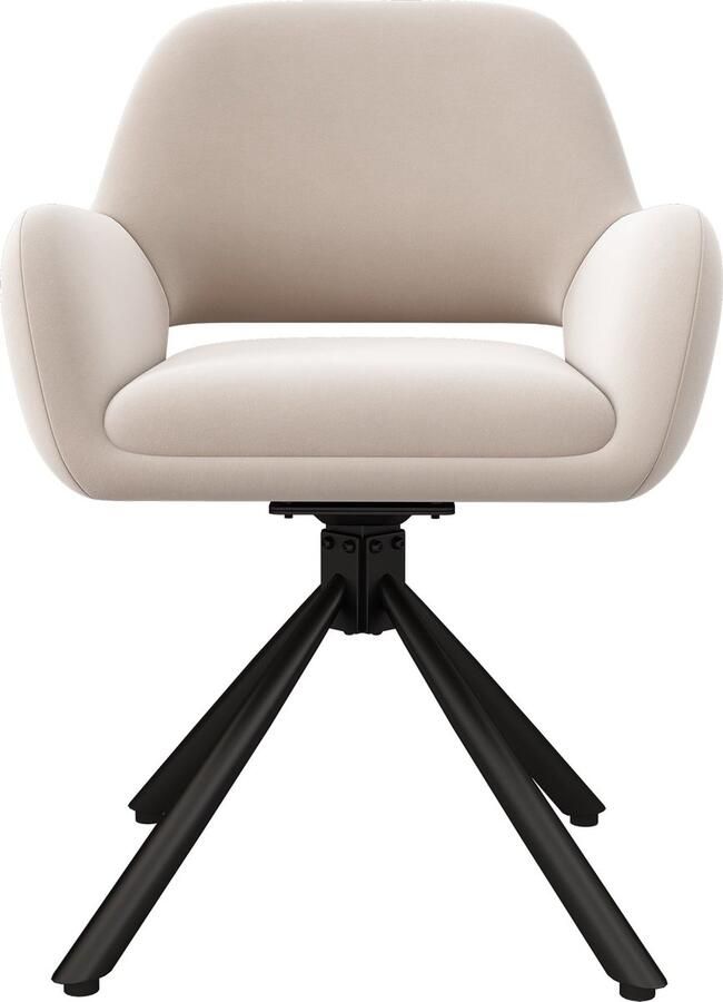 Merax Draaiende Eetkamerstoelen (Set van 4) Beige Samt Ergonomische Armleuningen Modern Design