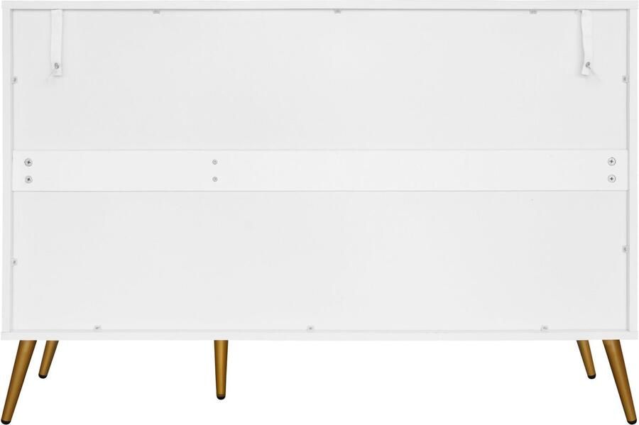 Merax Dressoir – Hoogglans Opbergkast – Sideboard met Gouden Handgrepen en Poten – Inclusief Planken – 140×80×40 cm – Wit - Foto 2