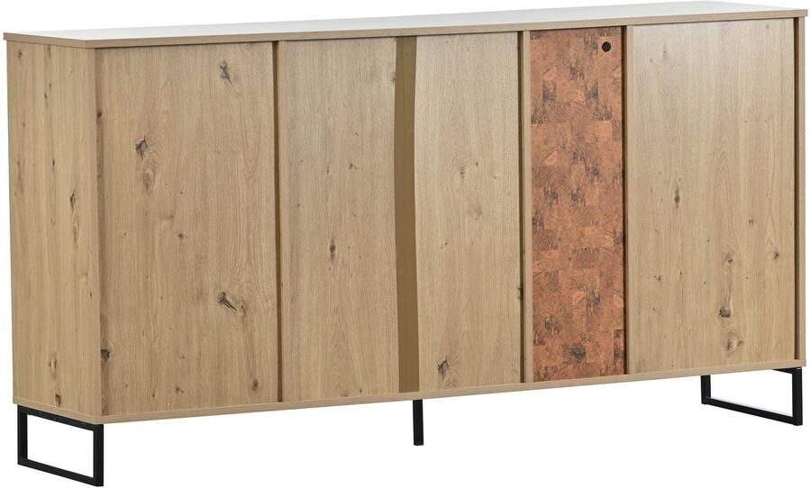 Merax Dressoir met 3 Lades en 2 Deuren – Modern Sideboard in Zwart en Houtkleur met LED-verlichting en Veelzijdige Opbergruimte 160x40x85 cm