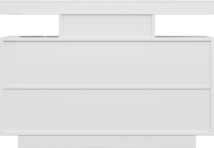 Merax Sideboard met LED Verlichting 120 cm Koffie Kast met Glanzende Afwerking en 16 Kleuren Verlichting voor de Eetkamer Wit - Foto 3