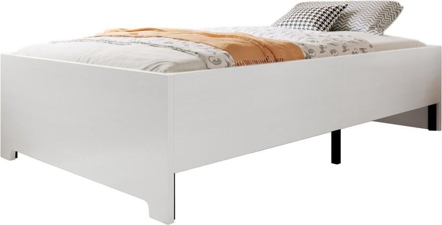 Merax Eenpersoonsbed 90x200 cm Houten Bedframe met Lattenbodem Stabiel en Ruimtebesparend Ontwerp Geschikt voor Volwassenen Kinderen en Tieners Wit