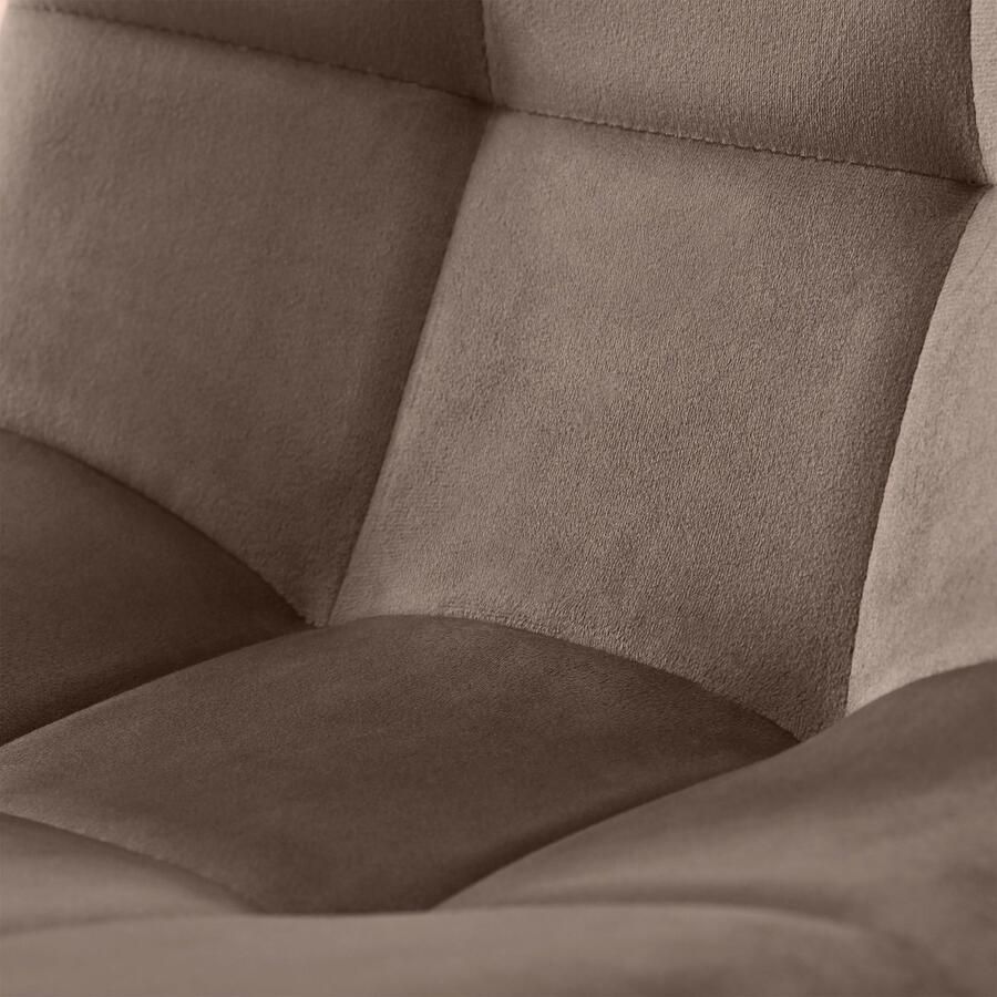 Merax Eethoek Set (5-delig) – Eettafel met 4 Stoelen – 117x68 cm MDF Tafel in Walnootkleur – Zwarte Metalen Poten – Bruine Velvet Stoelen