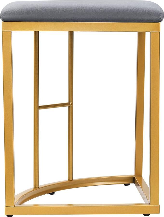 Merax Eetkamerset (6-delig) – Eettafel met 4 Kleine Hockers en 2 Grote Hockers Moderne Witte MDF Tafel met Gouden Staalframe 140×70×76 cm Belastbaar tot 120 kg - Foto 2