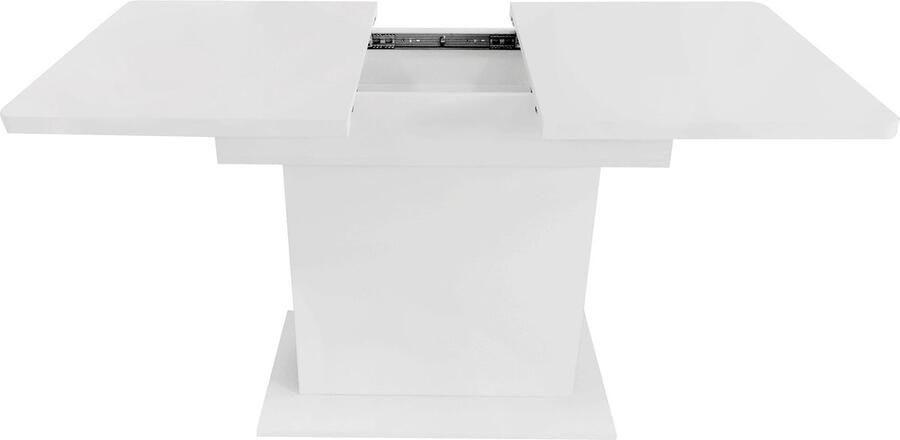 Merax Eetkamerset 7-delig – Uitschuifbare Eettafel met 6 Sherpa Stoelen – Witte Rechthoekige Tafel met Opbergruimte – Comfortabele Eetkamerstoelen met Metalen Poten