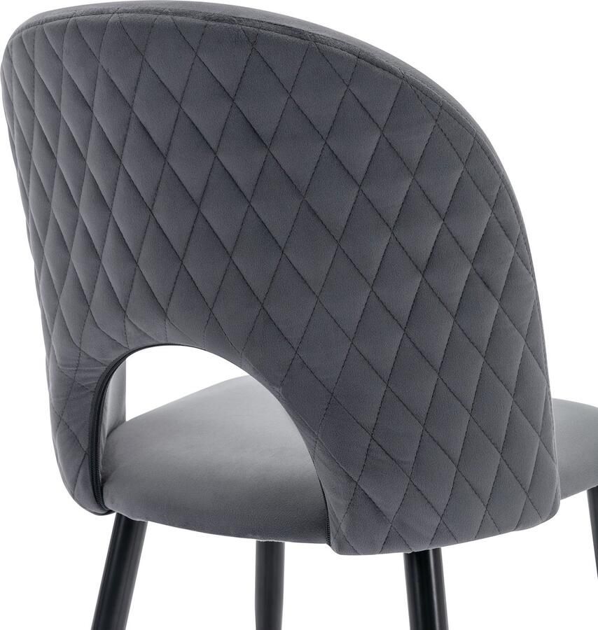 Merax [ niet compleet] Essgruppe (Set 140×80cm Esstisch mit 4 Stühlen) Moderner Küchentisch Set Samt Esszimmerstuhl Mit Diamantmuster Verstellbare Stuhlbeine Grau Samt MDF Tischplatte in Weißer Golden Tischbeine