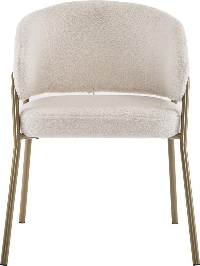 Merax Wit Eetkamerstoelen Set van 2 Lamswol Look Gouden Poten Luxe & Comfortabel Tijdloos Design - Foto 2