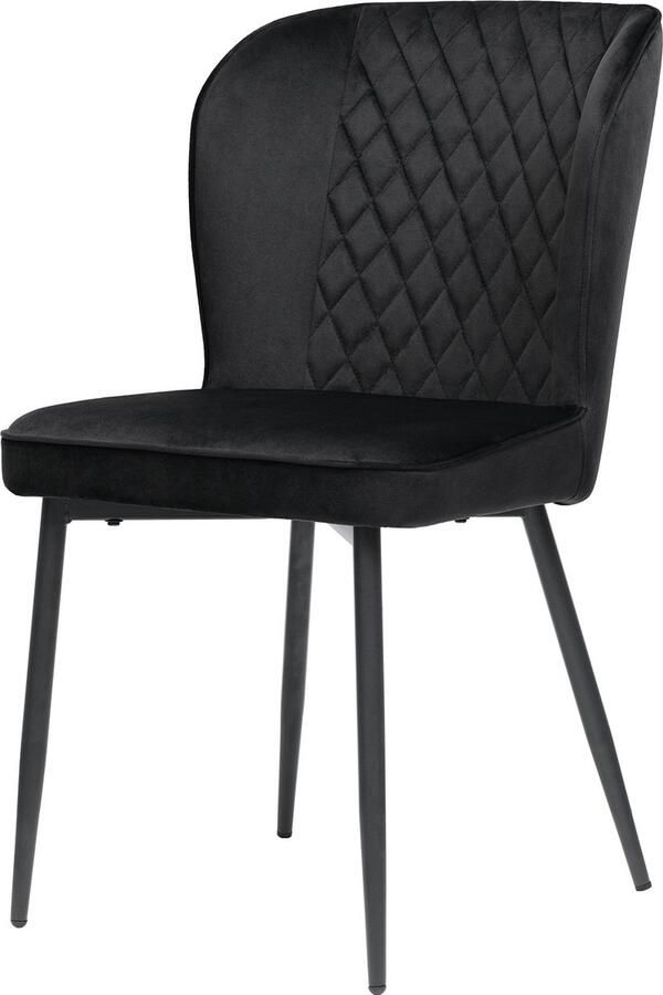 Merax Eetkamerstoelen Set van 6 – Fluwelen Stoelen met Rugleuning – Gestoffeerde Designstoelen met Metalen Frame Zwart - Foto 2