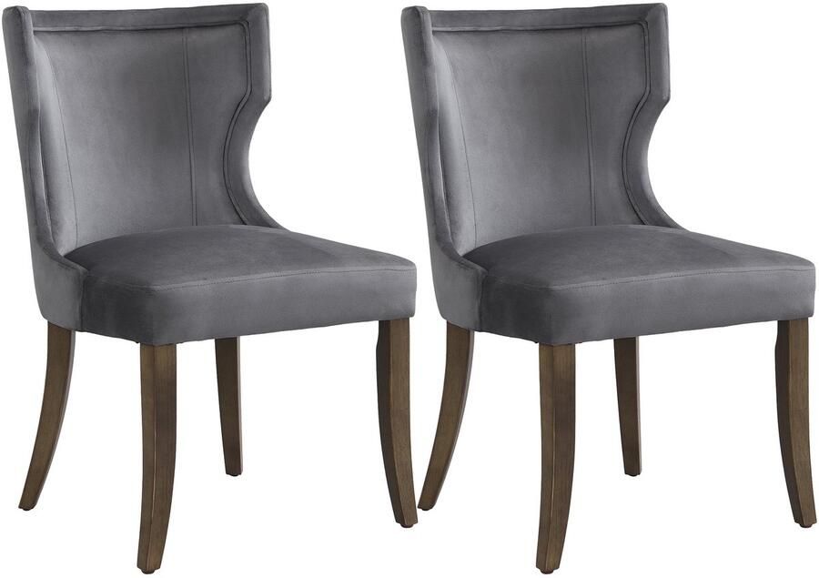 Merax eetkamerstoelen 2 stuks – fluwelen stoelen met houten poten – verstelbare pootjes – grijs – zachte zitting – voor eetkamer slaapkamer of woonkamer