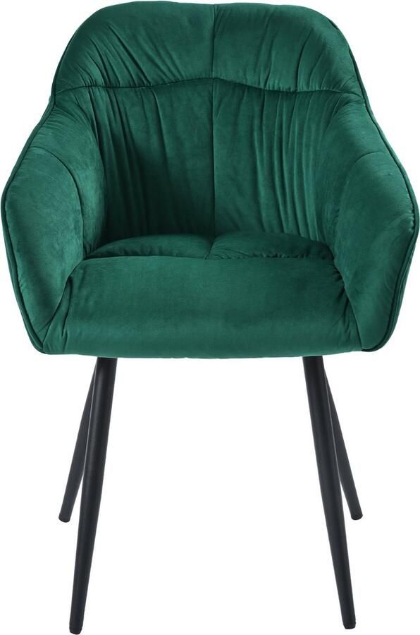 Merax Eetkamerstoelen (2 Stuks) – Luxe Groene Velvet Stoelen met Armleuningen en Verstelbare Poten