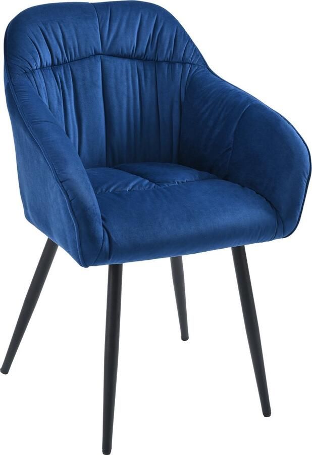 Merax Eetkamerstoelen Set van 4 – Luxe Velvet Stoelen met Armleuningen en Verstelbare Poten Blauw met Zwart - Foto 2