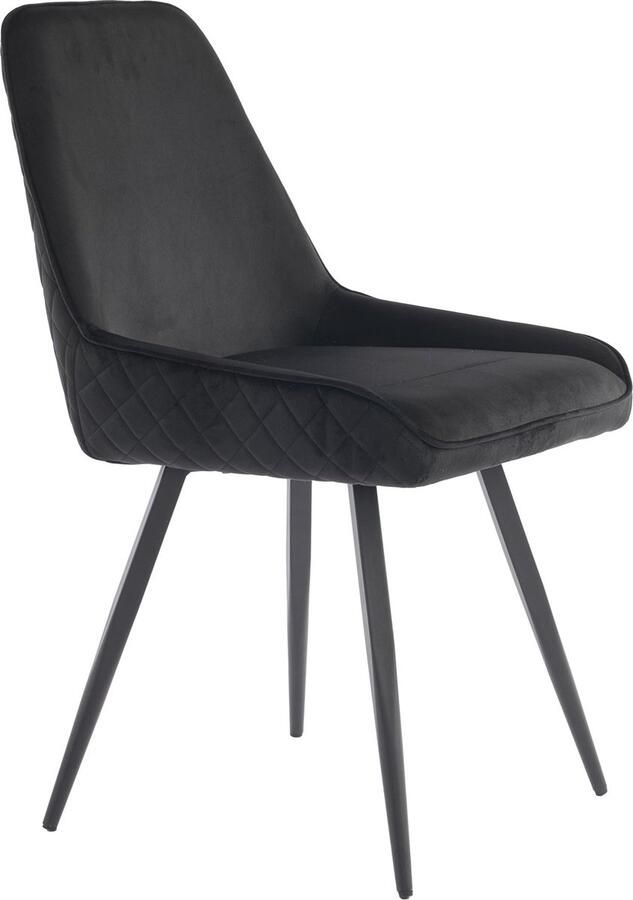 Merax Eetkamerstoelen met Rugleuning (2 stuks) Ergonomische Keukenstoelen met Zwarte Velvet Bekleding en Stalen Poten