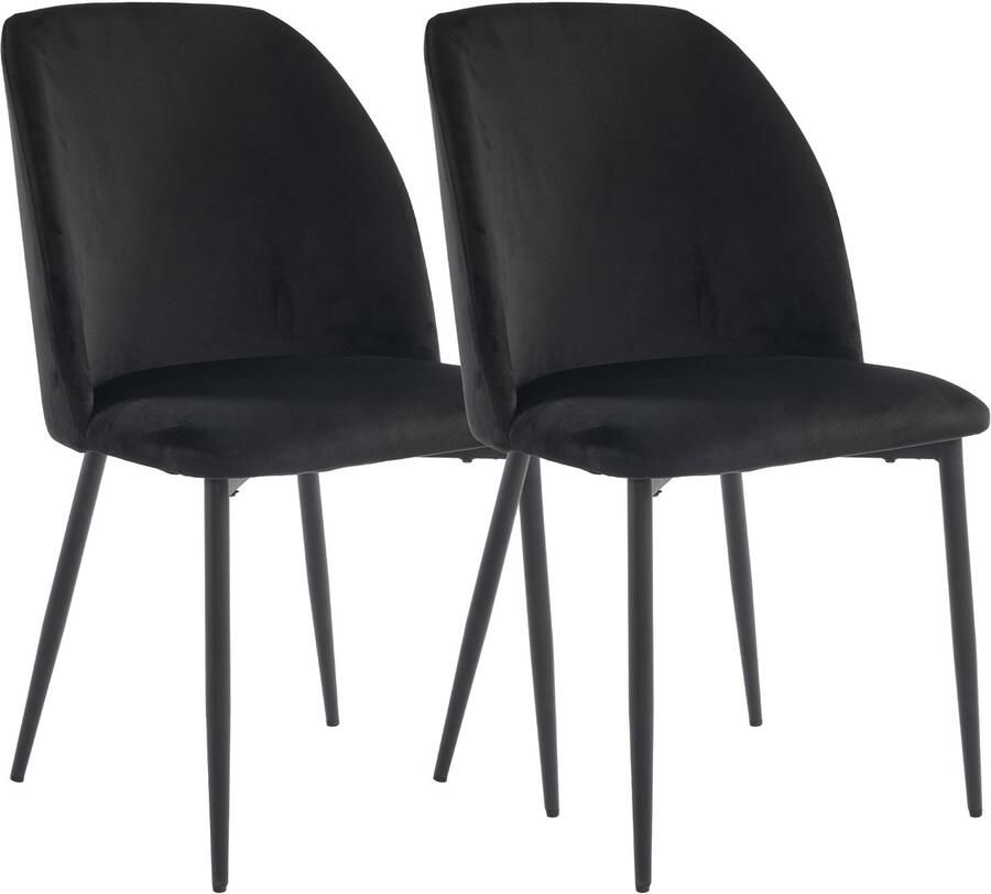 Merax Eetkamerstoelen met rugleuning (2 stuks) keukenstoel stoel voor eetkamer woonkamer ergonomische stoel metalen stoelpoten zwart