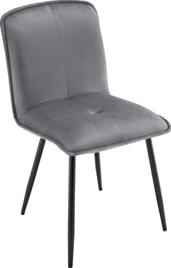 Merax Eetkamerstoelen met Rugleuning – 4-delige Set – Fluwelen Keukenstoelen – Ergonomische Stofstoelen van Metaal – Grijs