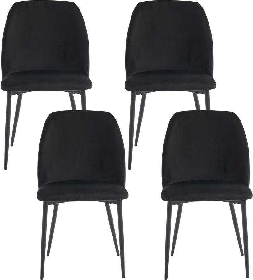 Merax Eetkamerstoelen met rugleuning (4 stuks) keukenstoel stoel voor eetkamer woonkamer ergonomische stoel metalen stoelpoten zwart