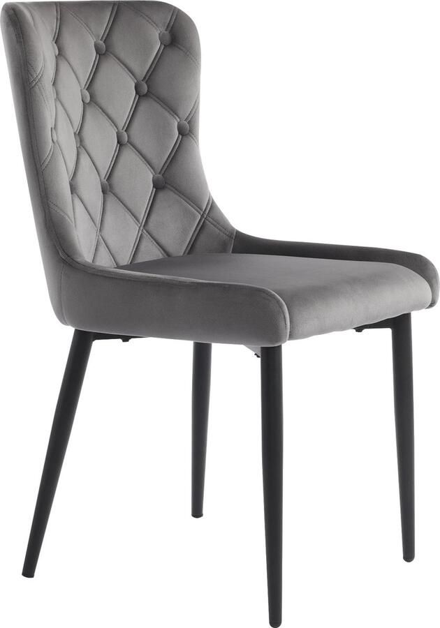 Merax Esszimmerstühle mit Rückenlehne(2 st) Küchenstuhl mit Samtbezug Polsterstuhl aus Metall Ergonomischer Stuhl Schwarze Stuhlbeine aus Eisen Dunkelgrau - Foto 3