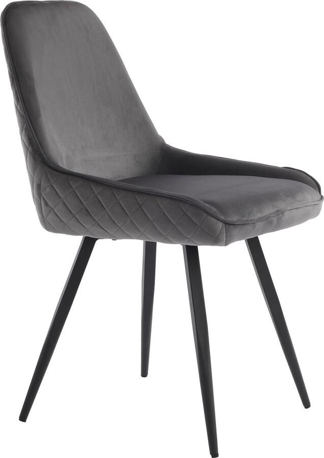 Merax Eetkamerstoelen met Rugleuning (Set van 2) Ergonomische Keukenstoelen in Donkergrijs Metalen Design